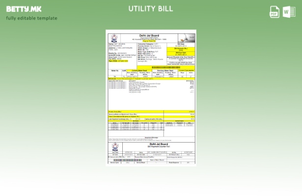 Шаблон за комунални сметки во модерен стил Индија Делхи JAL табла